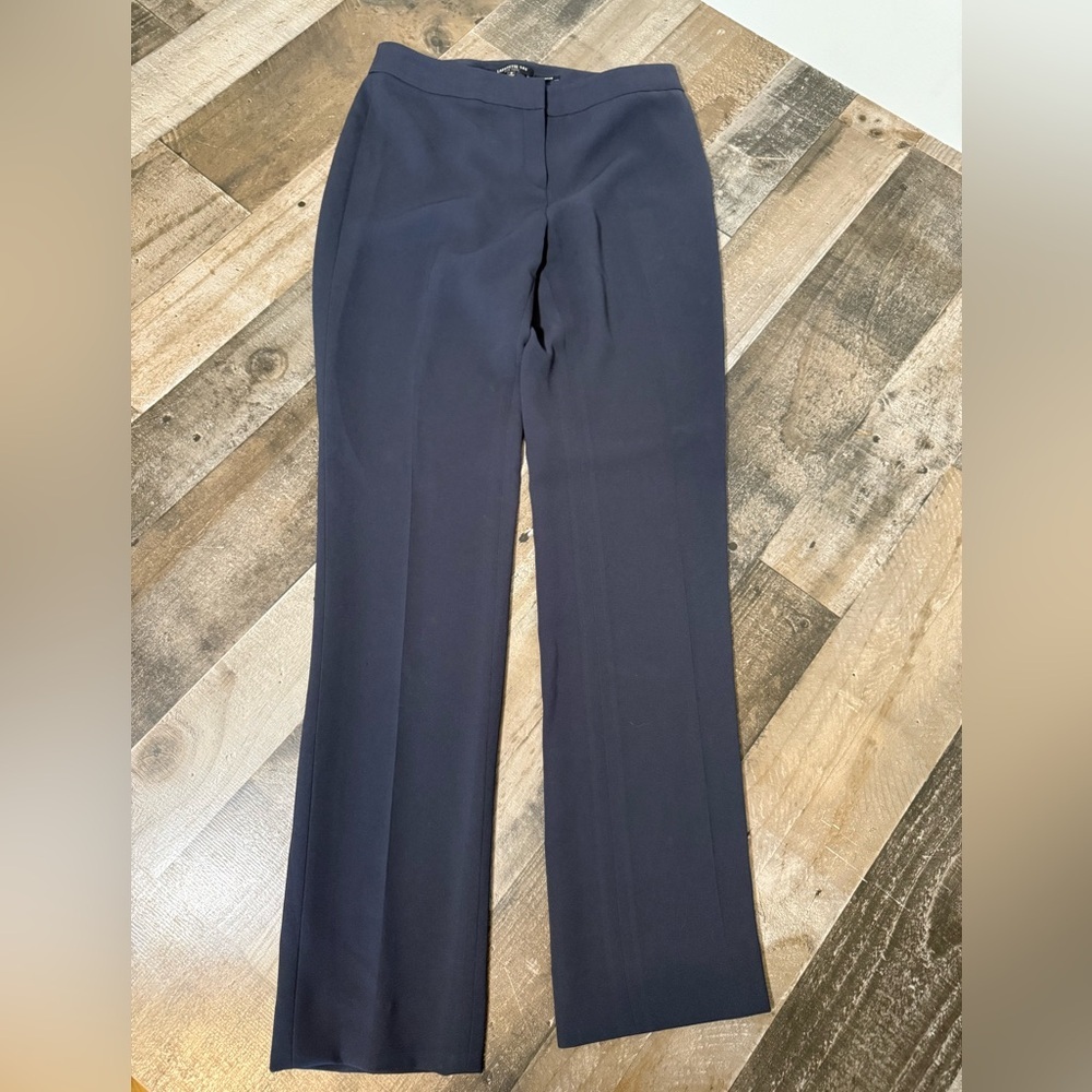 Lafayette 148 New York Barrow Navy Straight‎ Leg Pants Size 2